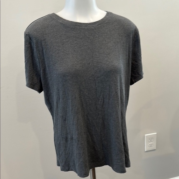 Nine West XL Soft Spun Charcoal Ribbed Gray Short Sleeve Tee - Picture 1 of 5